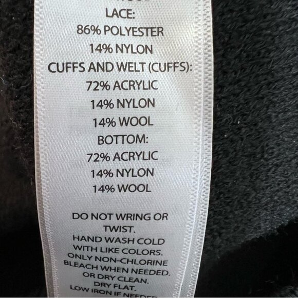 AMARYLLIS Black Floral Wool Blend Crew Neck Sweater Size Medium - Picture 6 of 7